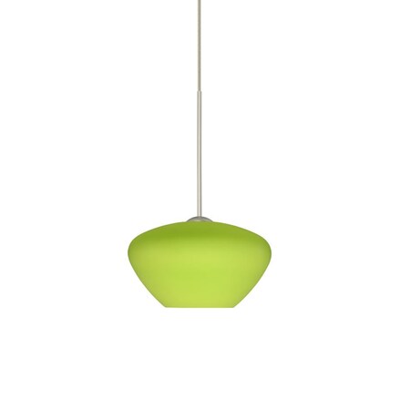 Besa Lighting Besa Pendant Peri Satin Nickel Chartreuese 1x50W Halogen 1XC-541035-SN